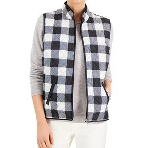 Karen Scott Buffalo-Plaid Puffer Vest
